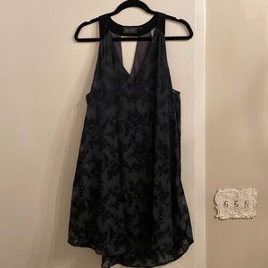 Hunter green/ black floral motif tank dress